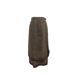 Vtg 80s Koos Van Den Akker Wool Tweed Skirt Layered Hem‎ Sz 8 Midi Boho Art